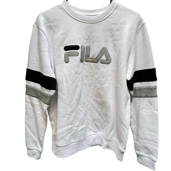 FILA White Crewneck Sweatshirt, Pullover Sweatshirt Size M NEW - Picture 1 of 8